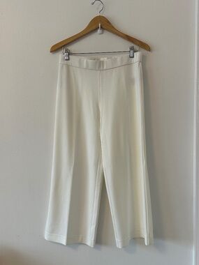 Natori Cream Pull On Cropped Wide Leg Pants | Size Medium